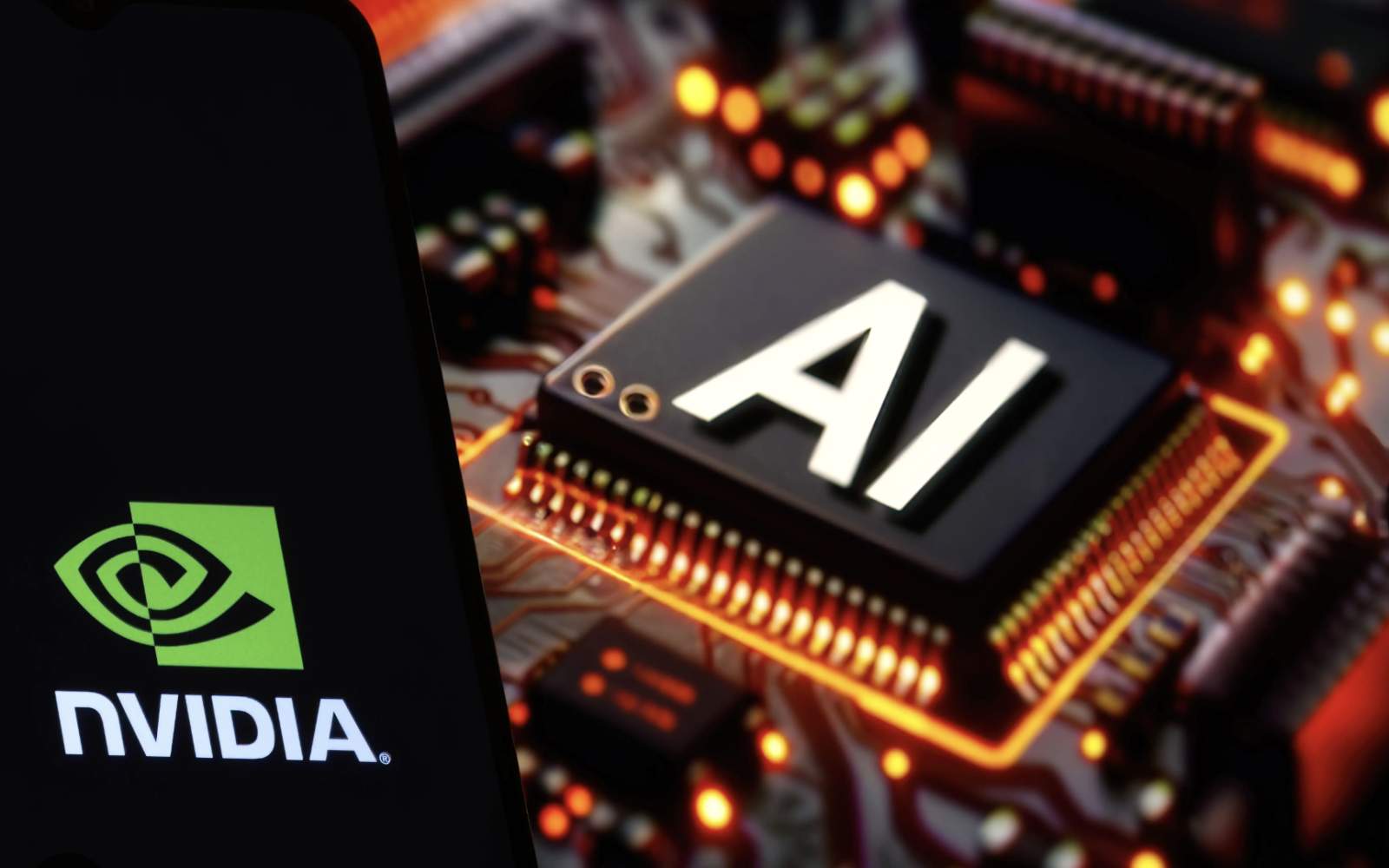 NVIDIA logo with a circuit board background, symbolizing deep stock market analysis and investment opportunities.